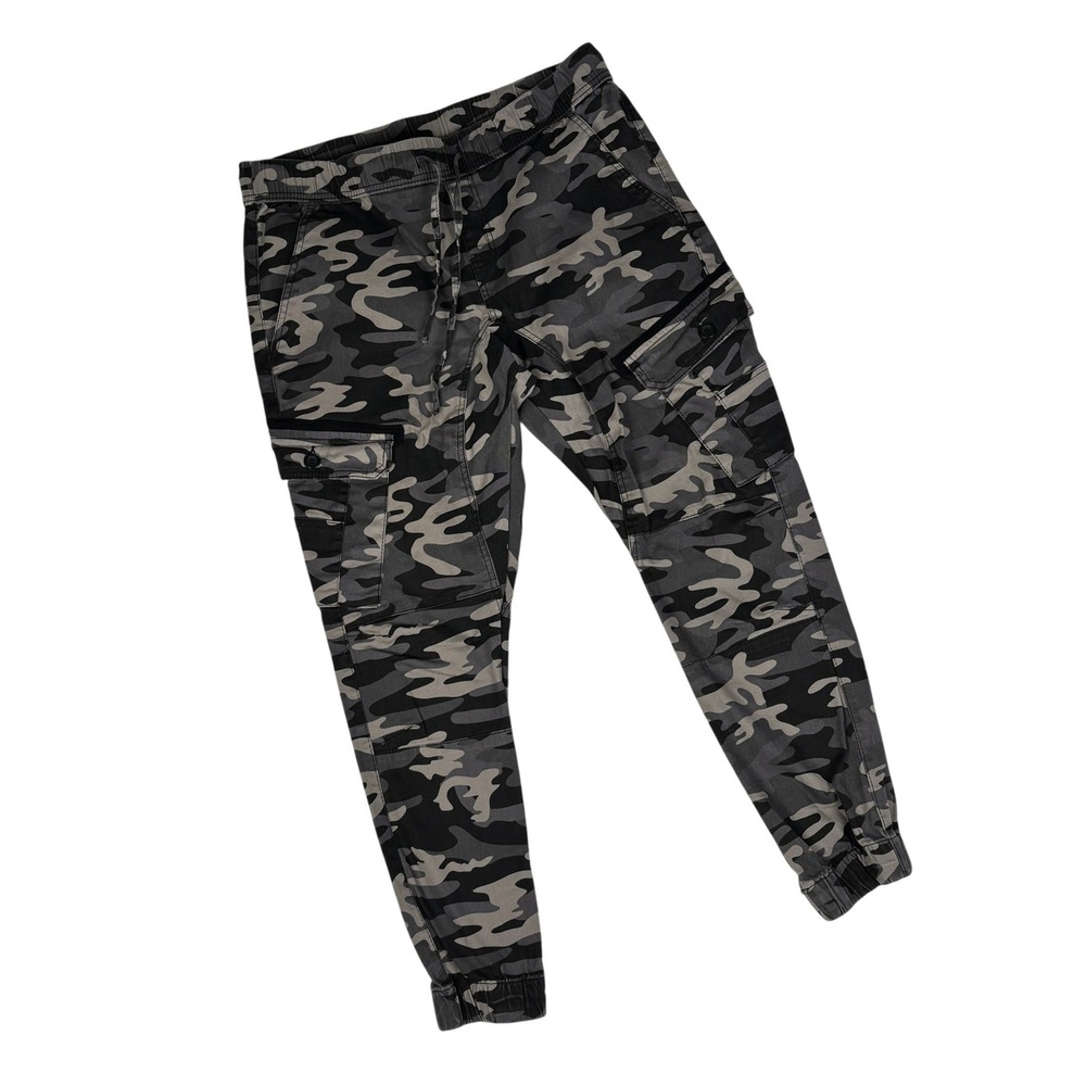 Ring of Fire Gray Camo Cargo Jogger Pants XL Drawstring Stretch Utility